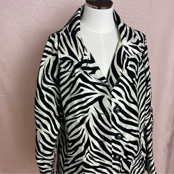 UBU flocked zebra print button down jacket - Picture 2 of 11